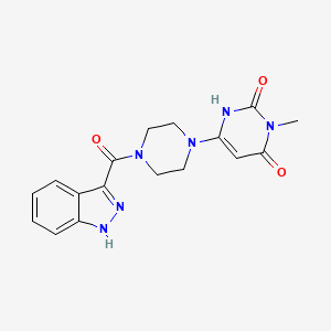 molecular formula C17H18N6O3 B2809841 6-[4-(1H-Indazole-3-carbonyl)piperazin-1-yl]-3-methyl-1H-pyrimidine-2,4-dione CAS No. 2309309-84-8
