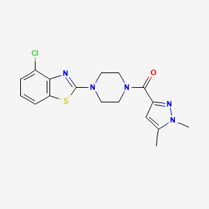 molecular formula C17H18ClN5OS B2809844 (4-(4-chlorobenzo[d]thiazol-2-yl)piperazin-1-yl)(1,5-dimethyl-1H-pyrazol-3-yl)methanone CAS No. 1013798-81-6