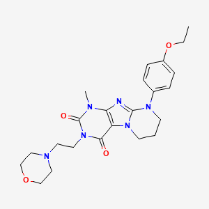 molecular formula C23H30N6O4 B2809845 9-(4-乙氧苯基)-1-甲基-3-(2-吗啉基乙基)-6,7,8,9-四氢嘧啶并[2,1-f]嘧啶-2,4(1H,3H)-二酮 CAS No. 844827-03-8