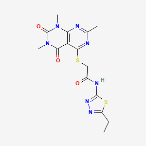 molecular formula C15H17N7O3S2 B2809848 N-(5-乙基-1,3,4-噻二唑-2-基)-2-(1,3,7-三甲基-2,4-二氧嘧啶-5-基)硫醚基乙酰胺 CAS No. 852168-54-8