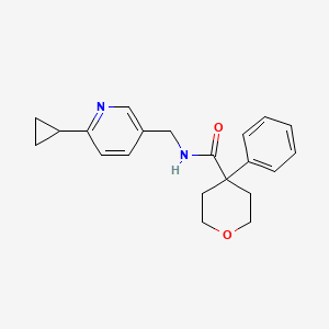 molecular formula C21H24N2O2 B2809874 N-((6-cyclopropylpyridin-3-yl)methyl)-4-phenyltetrahydro-2H-pyran-4-carboxamide CAS No. 2320885-20-7
