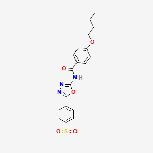 molecular formula C20H21N3O5S B2809882 4-butoxy-N-[5-(4-methylsulfonylphenyl)-1,3,4-oxadiazol-2-yl]benzamide CAS No. 886910-42-5