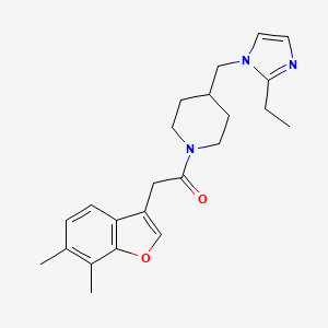 molecular formula C23H29N3O2 B2809883 2-(6,7-dimethylbenzofuran-3-yl)-1-(4-((2-ethyl-1H-imidazol-1-yl)methyl)piperidin-1-yl)ethanone CAS No. 1334372-83-6