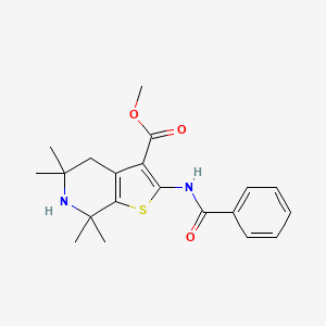 molecular formula C20H24N2O3S B2809886 Methyl 2-benzamido-5,5,7,7-tetramethyl-4,5,6,7-tetrahydrothieno[2,3-c]pyridine-3-carboxylate CAS No. 887900-03-0