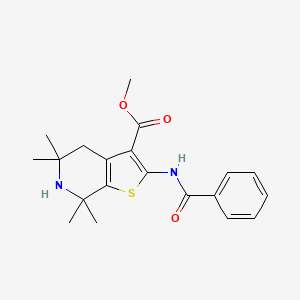 molecular formula C20H24N2O3S B2809886 甲基-2-苯甲酰胺基-5,5,7,7-四甲基-4,5,6,7-四氢噻吩[2,3-c]吡啶-3-羧酸甲酯 CAS No. 887900-03-0