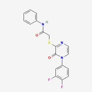 molecular formula C18H13F2N3O2S B2809889 2-[4-(3,4-difluorophenyl)-3-oxopyrazin-2-yl]sulfanyl-N-phenylacetamide CAS No. 899958-74-8
