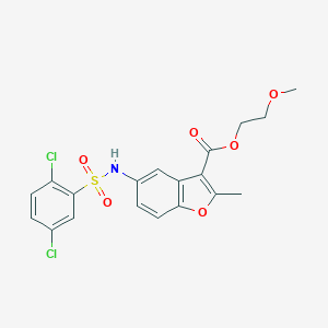 molecular formula C19H17Cl2NO6S B280989 2-Methoxyethyl 5-{[(2,5-dichlorophenyl)sulfonyl]amino}-2-methyl-1-benzofuran-3-carboxylate 