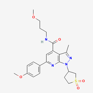 molecular formula C23H28N4O5S B2809902 1-(1,1-dioxidotetrahydrothiophen-3-yl)-6-(4-methoxyphenyl)-N-(3-methoxypropyl)-3-methyl-1H-pyrazolo[3,4-b]pyridine-4-carboxamide CAS No. 1021089-89-3