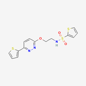 molecular formula C14H13N3O3S3 B2809903 N-(2-((6-(thiophen-2-yl)pyridazin-3-yl)oxy)ethyl)thiophene-2-sulfonamide CAS No. 920403-33-4