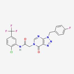 molecular formula C20H13ClF4N6O2 B2809904 N-(2-chloro-5-(trifluoromethyl)phenyl)-2-(3-(4-fluorobenzyl)-7-oxo-3H-[1,2,3]triazolo[4,5-d]pyrimidin-6(7H)-yl)acetamide CAS No. 892472-52-5