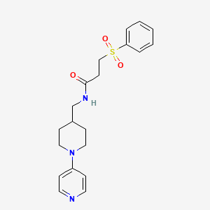 molecular formula C20H25N3O3S B2809908 3-(phenylsulfonyl)-N-((1-(pyridin-4-yl)piperidin-4-yl)methyl)propanamide CAS No. 2034588-76-4