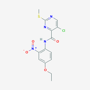 molecular formula C14H13ClN4O4S B2809916 5-chloro-N-(4-ethoxy-2-nitrophenyl)-2-(methylsulfanyl)pyrimidine-4-carboxamide CAS No. 838388-51-5