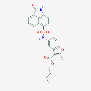 molecular formula C25H22N2O6S B280992 2-methyl-5-[(2-oxo-1H-benzo[cd]indol-6-yl)sulfonylamino]-3-benzofurancarboxylic acid butyl ester 