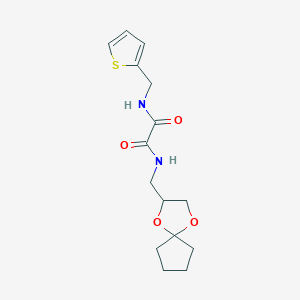 molecular formula C15H20N2O4S B2809922 N1-(1,4-dioxaspiro[4.4]nonan-2-ylmethyl)-N2-(thiophen-2-ylmethyl)oxalamide CAS No. 899963-12-3