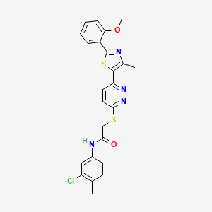 molecular formula C24H21ClN4O2S2 B2809934 N-(3-氯-4-甲基苯基)-2-((6-(2-(2-甲氧基苯基)-4-甲基噻唑-5-基)哌啶-3-基)硫)乙酰胺 CAS No. 954698-22-7