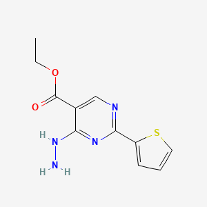 molecular formula C11H12N4O2S B2809939 Ethyl 4-hydrazino-2-(2-thienyl)pyrimidine-5-carboxylate CAS No. 188937-42-0