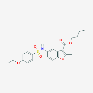 molecular formula C22H25NO6S B280994 Butyl 5-{[(4-ethoxyphenyl)sulfonyl]amino}-2-methyl-1-benzofuran-3-carboxylate 