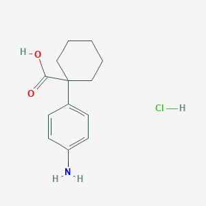 molecular formula C13H18ClNO2 B2809944 1-(4-Aminophenyl)cyclohexane-1-carboxylic acid;hydrochloride CAS No. 2377035-27-1