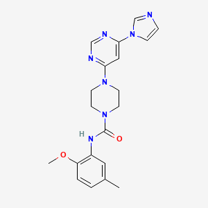 molecular formula C20H23N7O2 B2809946 4-(6-(1H-咪唑-1-基)嘧啶-4-基)-N-(2-甲氧基-5-甲基苯基)哌嗪-1-甲酰胺 CAS No. 1171035-15-6