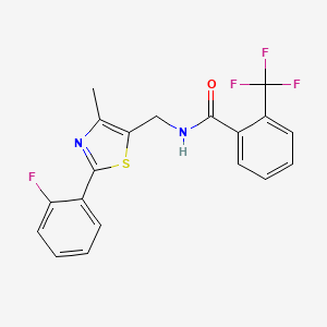 molecular formula C19H14F4N2OS B2809949 N-((2-(2-fluorophenyl)-4-methylthiazol-5-yl)methyl)-2-(trifluoromethyl)benzamide CAS No. 1421465-03-3