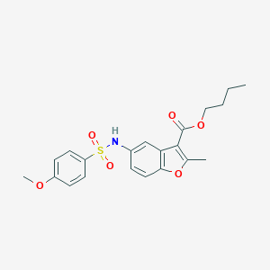 molecular formula C21H23NO6S B280995 Butyl 5-{[(4-methoxyphenyl)sulfonyl]amino}-2-methyl-1-benzofuran-3-carboxylate 