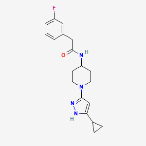 molecular formula C19H23FN4O B2809960 N-(1-(5-cyclopropyl-1H-pyrazol-3-yl)piperidin-4-yl)-2-(3-fluorophenyl)acetamide CAS No. 2034201-56-2