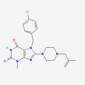 molecular formula C21H25ClN6O2 B2809969 7-(4-氯苯甲基)-3-甲基-8-(4-(2-甲基烯丙基)哌嗪-1-基)-1H-嘧啶-2,6(3H,7H)-二酮 CAS No. 878431-66-4