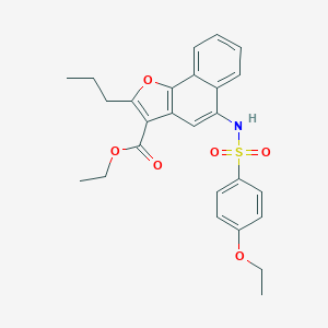 molecular formula C26H27NO6S B280998 Ethyl 5-{[(4-ethoxyphenyl)sulfonyl]amino}-2-propylnaphtho[1,2-b]furan-3-carboxylate 