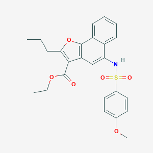 molecular formula C25H25NO6S B280999 Ethyl 5-{[(4-methoxyphenyl)sulfonyl]amino}-2-propylnaphtho[1,2-b]furan-3-carboxylate 
