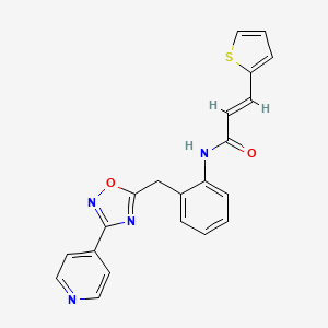 molecular formula C21H16N4O2S B2810004 (E)-N-(2-((3-(吡啶-4-基)-1,2,4-噁二唑-5-基)甲基)苯基)-3-(噻吩-2-基)丙烯酰胺 CAS No. 1798403-66-3