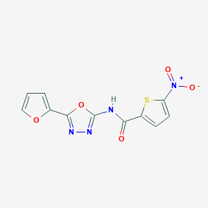 molecular formula C11H6N4O5S B2810013 N-[5-(furan-2-yl)-1,3,4-oxadiazol-2-yl]-5-nitrothiophene-2-carboxamide CAS No. 851095-26-6