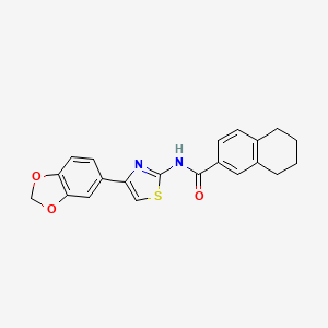 molecular formula C21H18N2O3S B2810015 N-(4-(benzo[d][1,3]dioxol-5-yl)thiazol-2-yl)-5,6,7,8-tetrahydronaphthalene-2-carboxamide CAS No. 681170-67-2