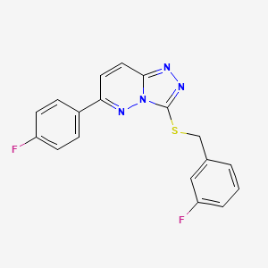 molecular formula C18H12F2N4S B2810016 3-((3-Fluorobenzyl)thio)-6-(4-fluorophenyl)-[1,2,4]triazolo[4,3-b]pyridazine CAS No. 896009-25-9