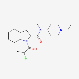molecular formula C20H34ClN3O2 B2810029 1-(2-Chloropropanoyl)-N-(1-ethylpiperidin-4-yl)-N-methyl-2,3,3a,4,5,6,7,7a-octahydroindole-2-carboxamide CAS No. 2411195-84-9