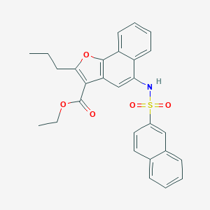 molecular formula C28H25NO5S B281004 Ethyl 5-[(2-naphthylsulfonyl)amino]-2-propylnaphtho[1,2-b]furan-3-carboxylate 
