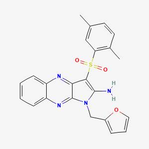 molecular formula C23H20N4O3S B2810049 3-((2,5-二甲基苯基)磺酰)-1-(呋喃-2-基甲基)-1H-吡咯[2,3-b]喹喔啉-2-胺 CAS No. 844453-39-0