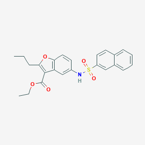 molecular formula C24H23NO5S B281005 Ethyl 5-[(2-naphthylsulfonyl)amino]-2-propyl-1-benzofuran-3-carboxylate 