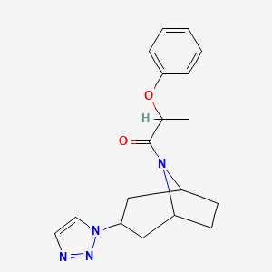 molecular formula C18H22N4O2 B2810065 2-phenoxy-1-[3-(1H-1,2,3-triazol-1-yl)-8-azabicyclo[3.2.1]octan-8-yl]propan-1-one CAS No. 2195951-47-2