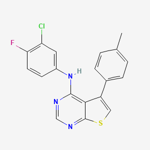 molecular formula C19H13ClFN3S B2810071 N-(3-氯-4-氟苯基)-5-(4-甲基苯基)噻吩[2,3-d]嘧啉-4-胺 CAS No. 670270-50-5