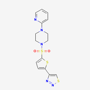 molecular formula C15H15N5O2S3 B2810072 1-(2-吡啶基)-4-{[5-(1,2,3-噻二唑-4-基)-2-噻吩基]磺酰基}哌嗪 CAS No. 477867-54-2