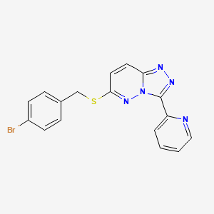 molecular formula C17H12BrN5S B2810094 6-[(4-Bromophenyl)methylsulfanyl]-3-pyridin-2-yl-[1,2,4]triazolo[4,3-b]pyridazine CAS No. 868967-95-7