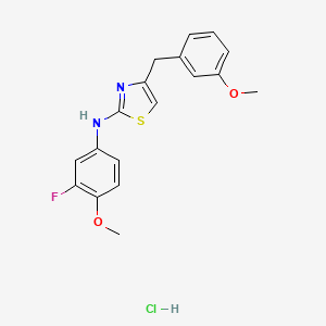 molecular formula C18H18ClFN2O2S B2810111 N-(3-fluoro-4-methoxyphenyl)-4-(3-methoxybenzyl)thiazol-2-amine hydrochloride CAS No. 2034274-36-5