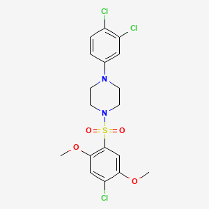 molecular formula C18H19Cl3N2O4S B2810120 1-(4-Chloro-2,5-dimethoxyphenyl)sulfonyl-4-(3,4-dichlorophenyl)piperazine CAS No. 694485-66-0