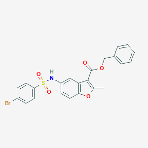 molecular formula C23H18BrNO5S B281014 Benzyl 5-{[(4-bromophenyl)sulfonyl]amino}-2-methyl-1-benzofuran-3-carboxylate 