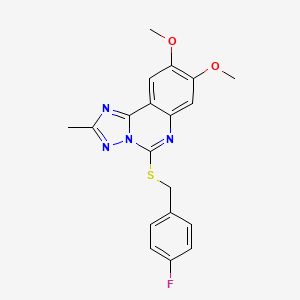molecular formula C19H17FN4O2S B2810143 5-((4-Fluorobenzyl)thio)-8,9-dimethoxy-2-methyl-[1,2,4]triazolo[1,5-c]quinazoline CAS No. 901736-03-6
