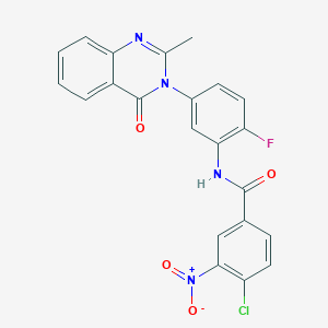 molecular formula C22H14ClFN4O4 B2810151 4-氯-N-(2-氟-5-(2-甲基-4-氧喹唑啉-3(4H)-基)苯基)-3-硝基苯甲酰胺 CAS No. 922632-59-5