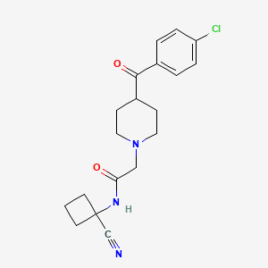 molecular formula C19H22ClN3O2 B2810156 2-[4-(4-Chlorobenzoyl)piperidin-1-yl]-N-(1-cyanocyclobutyl)acetamide CAS No. 1957534-07-4