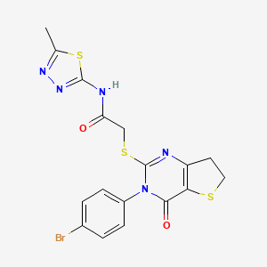 molecular formula C17H14BrN5O2S3 B2810160 2-((3-(4-bromophenyl)-4-oxo-3,4,6,7-tetrahydrothieno[3,2-d]pyrimidin-2-yl)thio)-N-(5-methyl-1,3,4-thiadiazol-2-yl)acetamide CAS No. 362501-41-5