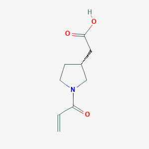 molecular formula C9H13NO3 B2810161 2-[(3R)-1-Prop-2-enoylpyrrolidin-3-yl]acetic acid CAS No. 2305147-85-5
