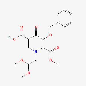 molecular formula C19H21NO8 B2810168 5-(苄氧基)-1-(2,2-二甲氧基乙基)-6-(甲氧羰基)-4-氧-1,4-二氢吡啶-3-甲酸 CAS No. 1973401-99-8